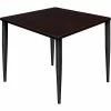 Regency Kahlo 36" Square Multipurpose Breakroom Tapered Leg Table, Mocha Walnut/ Black