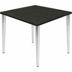 Regency Kahlo 42" Square Multipurpose Breakroom Tapered Leg Table, Ash Grey/ Chrome