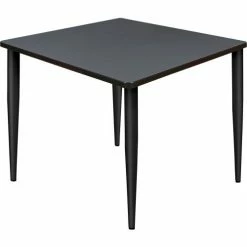 Regency Kahlo 42" Square Multipurpose Breakroom Tapered Leg Table, Grey/ Black