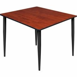 Regency Kahlo 48" Square Multipurpose Breakroom Tapered Leg Table, Cherry/ Black