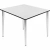 Regency Kahlo 48" Square Multipurpose Breakroom Tapered Leg Table, White/ Chrome