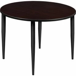 Regency Kahlo 48" Round Multipurpose Breakroom Tapered Leg Table, Mocha Walnut/ Black