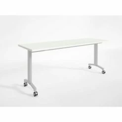 RightAngle Products RightAngle Flip Training Table w/ Casters 24" x 60", White w/Silver Base - R-Style Series