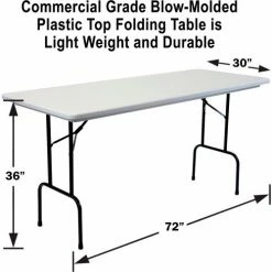 Correll Counter Height Plastic Folding Table, 30" x 72", Gray -Tables Shop RS3072 03