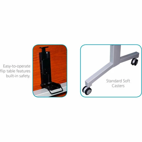 RightAngle Products RightAngle Flip Training Table w/ Casters 30" x 72", Hardrock Maple w/Black Base - R-Style Series 5 RightAngle Products RightAngle Flip Training Table w/ Casters 30" x 72", Hardrock Maple w/Black Base - R-Style Series - Image 5