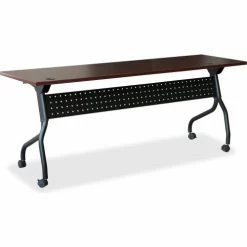 Lorell Mobile 60" Flip Top Training Table - Mahogany/Black