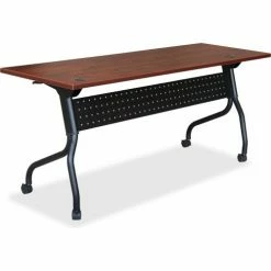 Lorell Mobile 72" Flip Top Training Table - Cherry/Black
