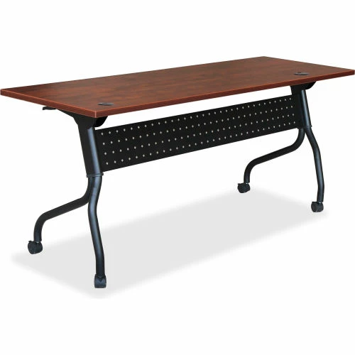Lorell Mobile 72" Flip Top Training Table - Cherry/Black 1 Lorell Mobile 72" Flip Top Training Table - Cherry/Black