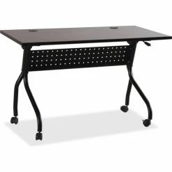 Lorell Mobile 48" Flip Top Training Table - Espresso/Black