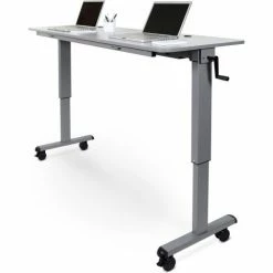 Luxor Adjustable Height Flip Top Table w/ Crank Handle - 60" - Gray -Tables Shop STAND NESTC 60 03