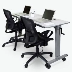 Luxor Adjustable Height Flip Top Table w/ Crank Handle - 60" - Gray -Tables Shop STAND NESTC 60 05