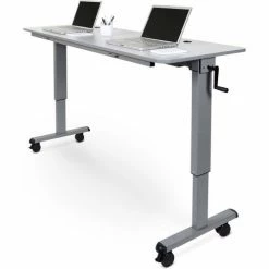 Luxor Adjustable Height Flip Top Table w/ Crank Handle - 72" - Gray -Tables Shop STAND NESTC 72 06