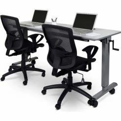 Luxor Adjustable Height Flip Top Table w/ Crank Handle - 72" - Gray -Tables Shop STAND NESTC 72 07