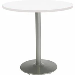KFI Seating KFI 42" Round Counter Height Restaurant Table, White Table/Silver Base
