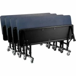 National Public Seating NPS® ToGo Booth Set - MDF Core, Includes (1) 60"x30" Gray Table and (2) 60" Navy Benches -Tables Shop TGB48PBTMNLNL 02