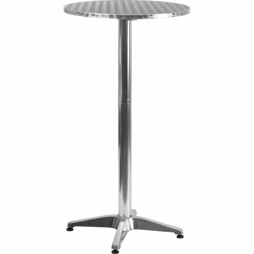 Flash Furniture 23-1/4" Round Aluminum Indoor/Outdoor Bar Height Table W/Pedestal Base, Silver 1 Flash Furniture 23-1/4" Round Aluminum Indoor/Outdoor Bar Height Table W/Pedestal Base, Silver