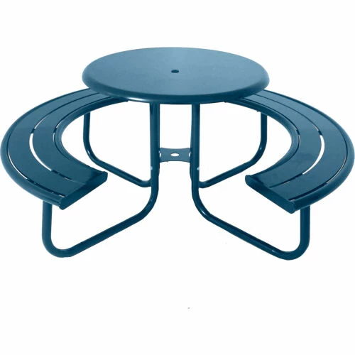 UltraSite 36" Hartford Round Picnic Table w/ Horizontal Slat Seats, Blue 4 UltraSite 36" Hartford Round Picnic Table w/ Horizontal Slat Seats, Blue - Image 4