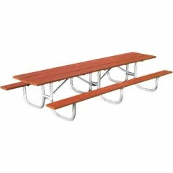 UltraPlay UltraSite® 12' Rectangular Picnic Table w/ 3 Legs, Redwood