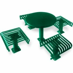 UltraPlay® 36" Round Picnic Table w/ 4 Slat Seats, Surface Mount, Green
