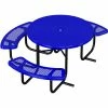 UltraPlay 46" Round Solid Top Picnic Table w/ 3 Seats, ADA Compliant, Perforated Metal, Blue