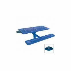 UltraPlay 6' Single Pedestal Picnic Table, ADA Compliant, Perforated Metal, In Ground Mount, Blue