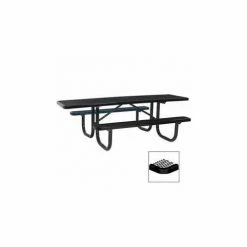 UltraPlay 8' Double Sided Heavy Duty Picnic Table, ADA Compliant, Diamond Metal, Black