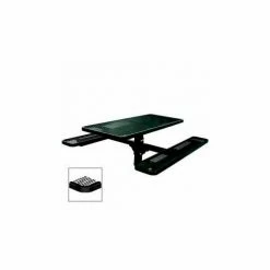 UltraPlay 6' Rectangular Single Pedestal Picnic Table, Diamond Metal, In Ground Mount, Black