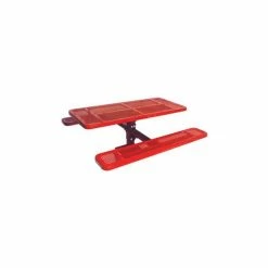 UltraPlay 6' Rectangular Single Pedestal Picnic Table, Perforated Metal, Red