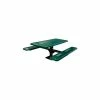 UltraPlay 6' Rectangular Single Pedestal Picnic Table, Perforated Metal, Surface Mount, Green