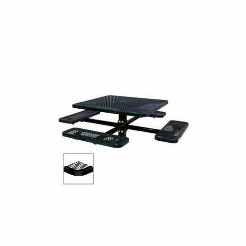 UltraPlay 46" Square Single Pedestal Picnic Table, Expanded Metal, In Ground Mount, Black 1 UltraPlay 46" Square Single Pedestal Picnic Table, Expanded Metal, In Ground Mount, Black