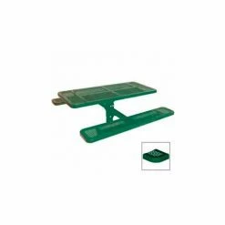 UltraPlay 6' Single Pedestal Picnic Table, ADA Compliant, Perforated Metal, In Ground Mount, Green