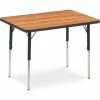 Virco® Activity Table w/ Adjustable Legs - 24" x 36" - Rectangle - Black Frame/Oak Top