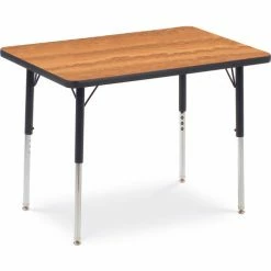 Virco® Activity Table w/ Adjustable Legs - 24" x 36" - Rectangle - Black Frame/Oak Top