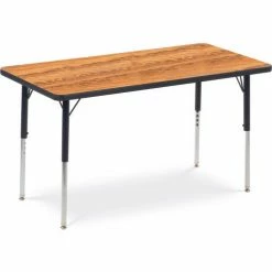 Virco® Activity Table w/ Adjustable Legs - 24" x 48" - Rectangle - Black Frame/Oak Top