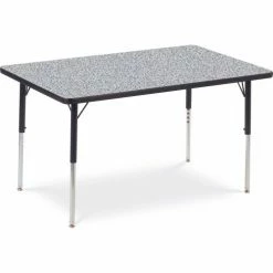 Virco® Activity Table w/ Adjustable Legs - 30" x 48" - Rectangle - Black Frame/Gray Top