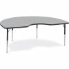 Virco® Activity Table w/ Adjustable Legs - 48" x 72" Kidney - Black Frame/Gray Top