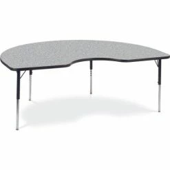 Virco® Activity Table w/ Adjustable Legs - 48" x 72" Kidney - Black Frame/Gray Top