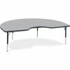 Virco® 48KID72LO Activity Table w/ Short Adj. Legs, 48" x 72" Kidney, Black Frame/Gray Top