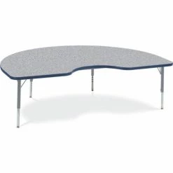 Virco® 48KID72LO Activity Table w/ Short Adj. Legs, 48" x 72" Kidney, Gray Frame/Top