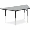 Virco®Activity Table w/ Adjustable Legs - 60" Trapezoid - Black Frame/Gray Top