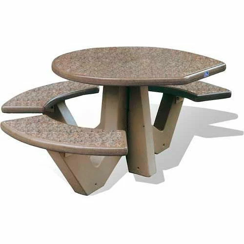 Wausau Tile® 66" Concrete Oval Picnic Table, ADA Compliant, Sand 1 Wausau Tile® 66" Concrete Oval Picnic Table, ADA Compliant, Sand