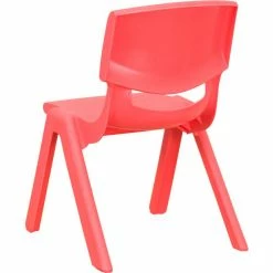 Flash Furniture 47.25" Rectangle Plastic Height Adjustable Activity Table Set with 4 Chairs - Red -Tables Shop YU YCX 003 RED GG 03 2