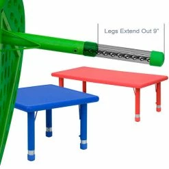 Flash Furniture 24''W x 48''L Rectangle Plastic Height Adjustable Activity Table - Green -Tables Shop YU YCX 007 2 ROUND TBL BLUE GG 04 8