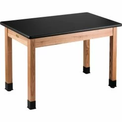 National Public Seating NPS Science Lab Table - Laminate Top - 72"L x 30"W x 36"H - Black w/ Oak Legs