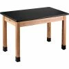 National Public Seating NPS Science Lab Table - Laminate Top - 48"L x 24"W x 36"H - Black w/ Oak Leg