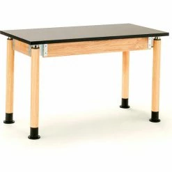National Public Seating NPS Science Table - Phenolic Top - Adjustable Height - 24"W x 60"L x 29"-41"H - Black/Oak