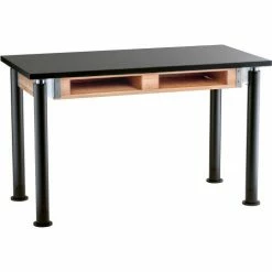 National Public Seating NPS Science Table w/ Compartment - Chemical Resistant - Adjustable Height - 30" x 60" - Black/Black