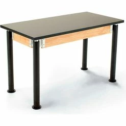 National Public Seating NPS Science Table - Phenolic Top - Adjustable Height - 24"W x 72"L x 29"-41"H - Black/Black